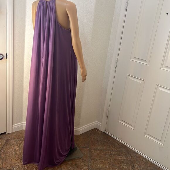 David’s Bridal Dress Sz 14 Wisteria Iris Violet Boat High Neck Tent Sheer Lined - Picture 9 of 16